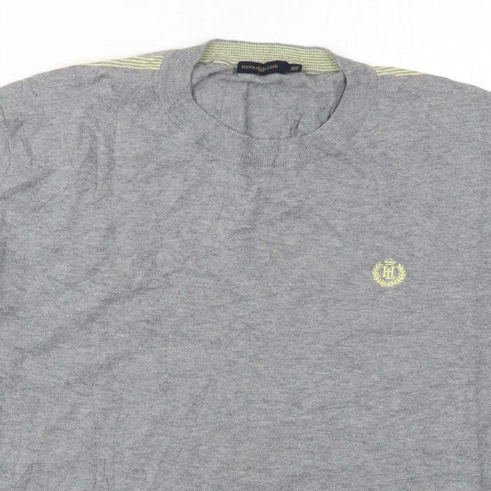Henri Lloyd Mens Grey Crew Neck  Cotton Pullover Jumper Size 2XL