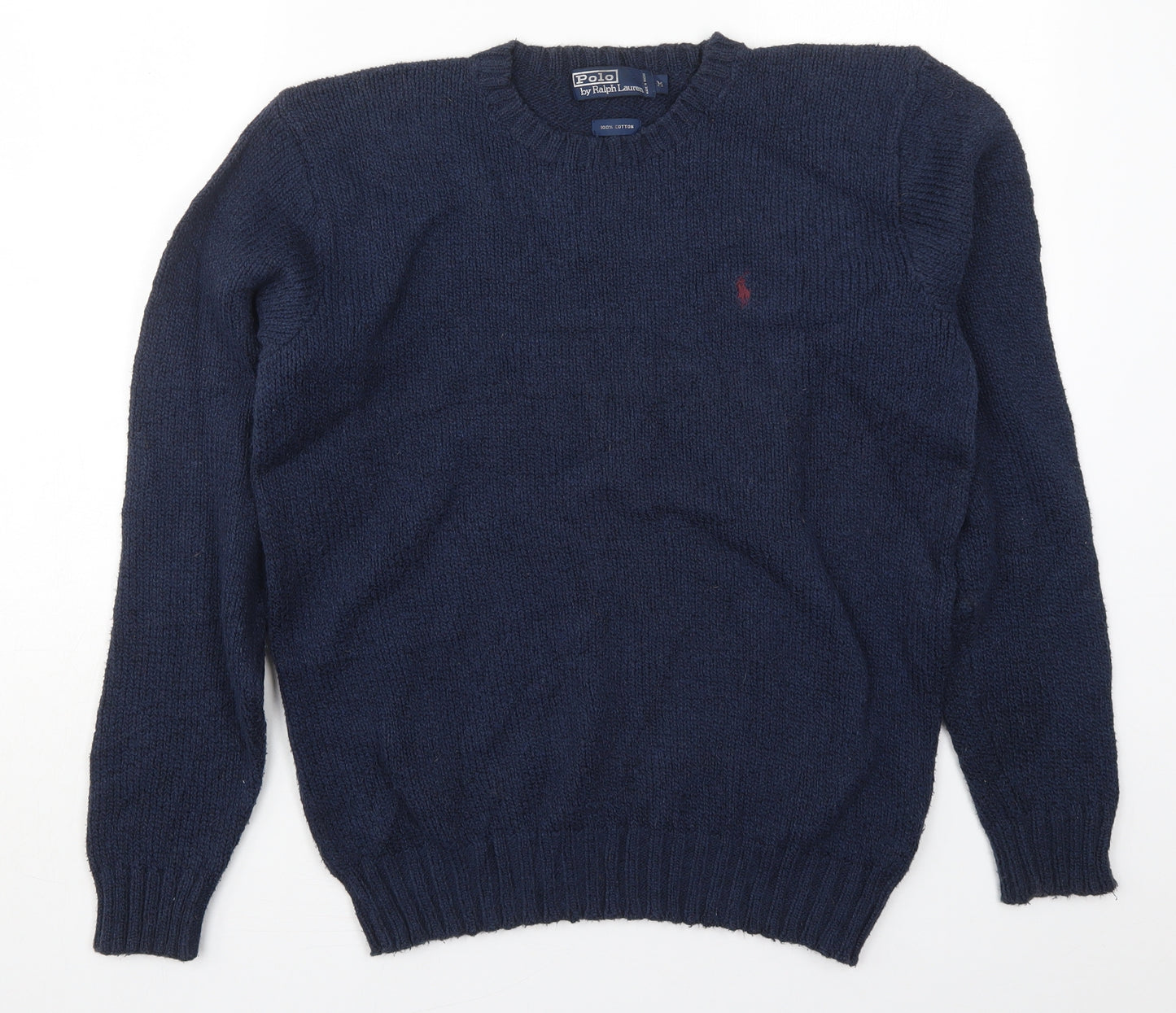 Ralph Lauren Mens Black Crew Neck  Cotton Pullover Jumper Size M