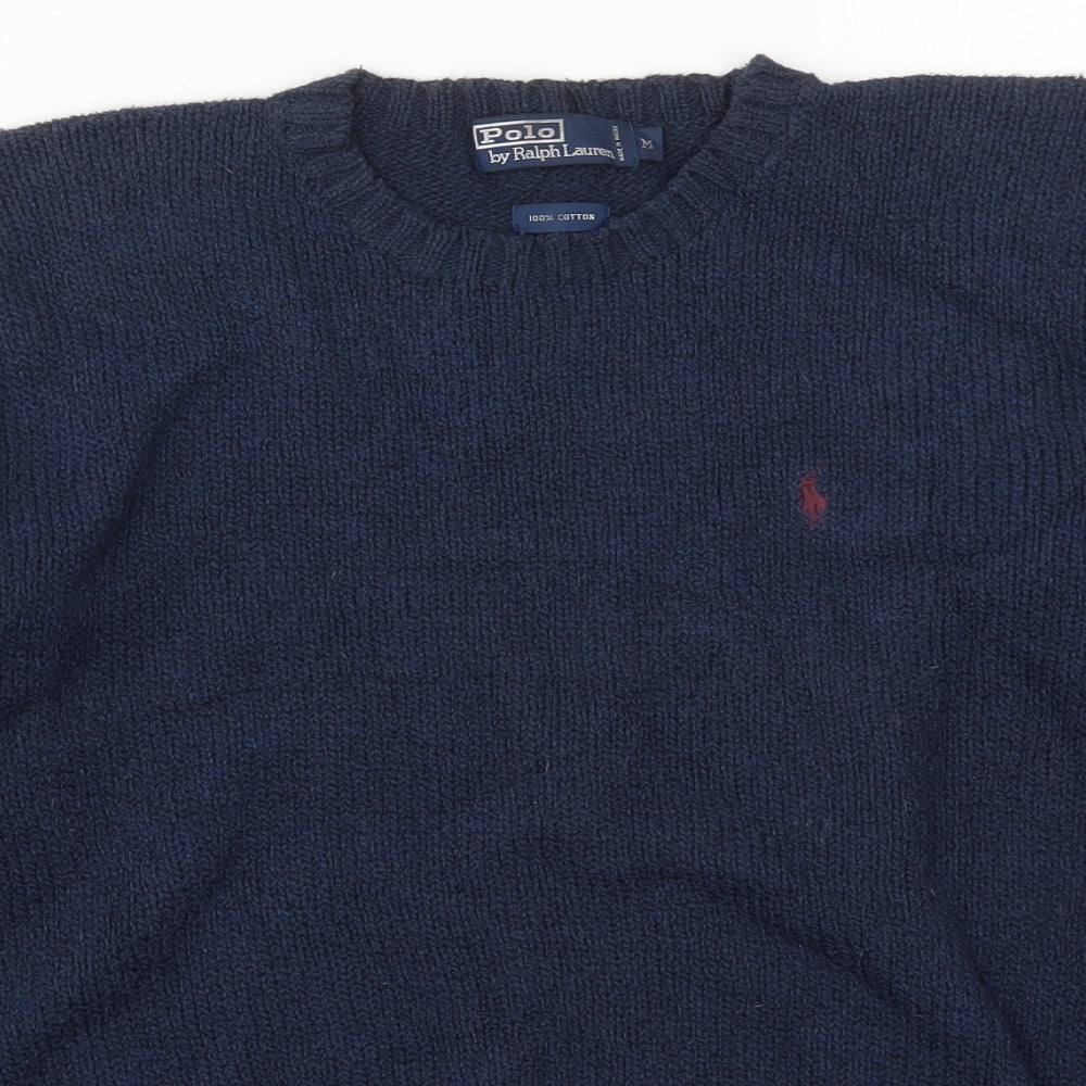 Ralph Lauren Mens Black Crew Neck  Cotton Pullover Jumper Size M