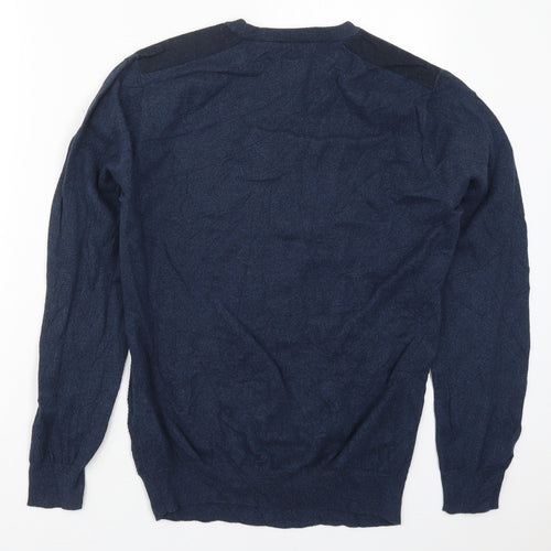 Cedar Wood State Mens Blue Crew Neck  Cotton Pullover Jumper Size M