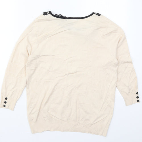 David Emanuel Womens Beige Collared  Viscose Pullover Jumper Size S