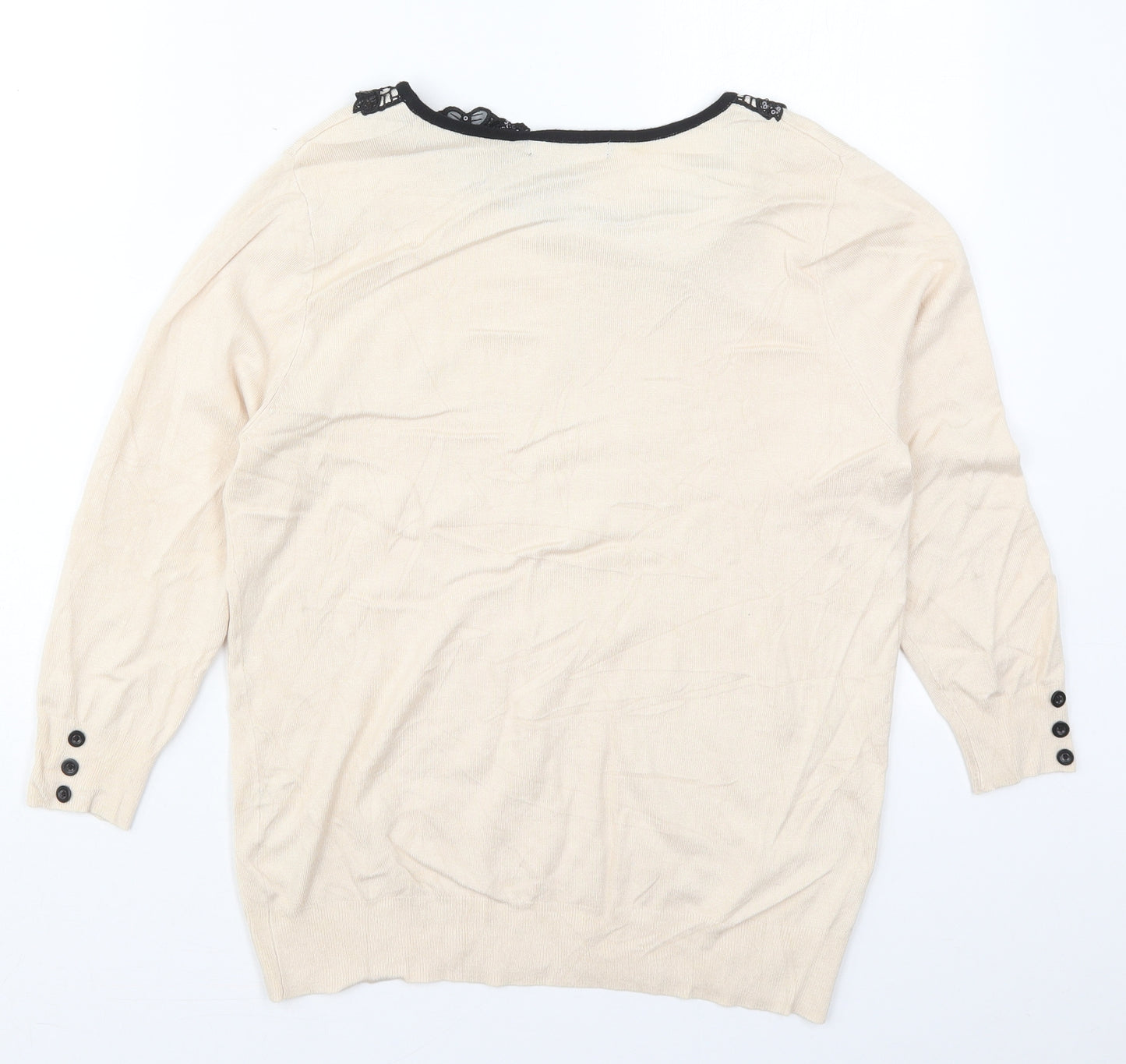 David Emanuel Womens Beige Collared  Viscose Pullover Jumper Size S