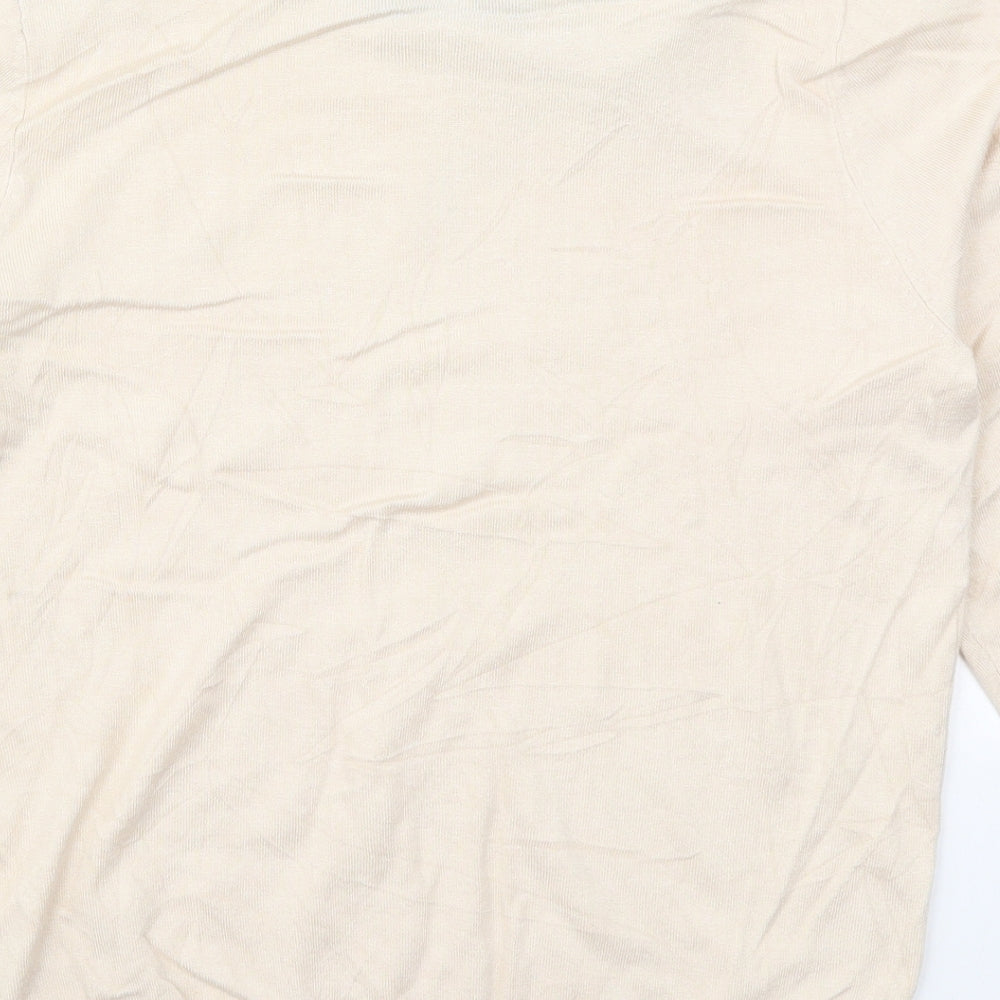 David Emanuel Womens Beige Collared  Viscose Pullover Jumper Size S