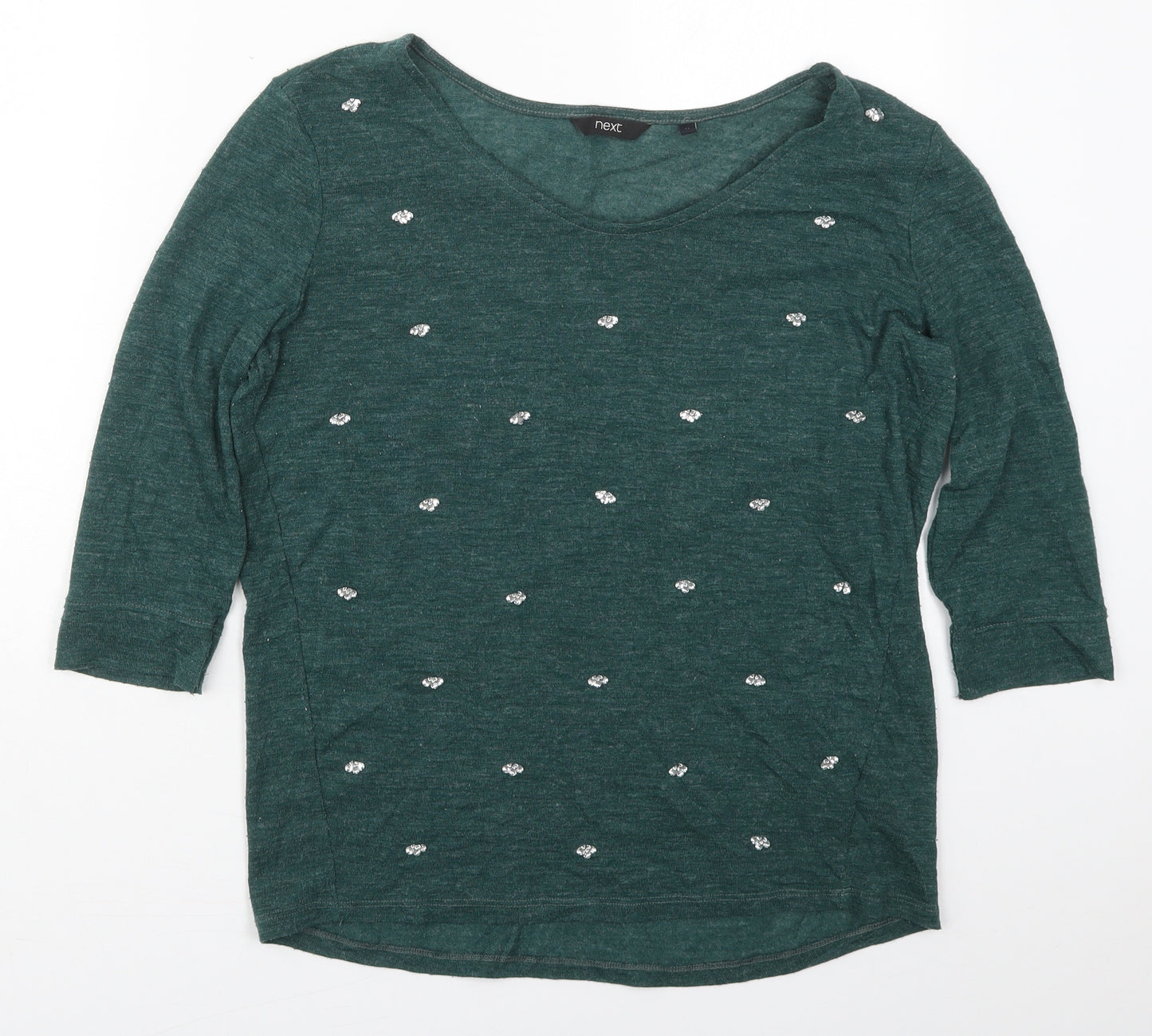 NEXT Womens Green  Polyester Basic T-Shirt Size 12 Round Neck