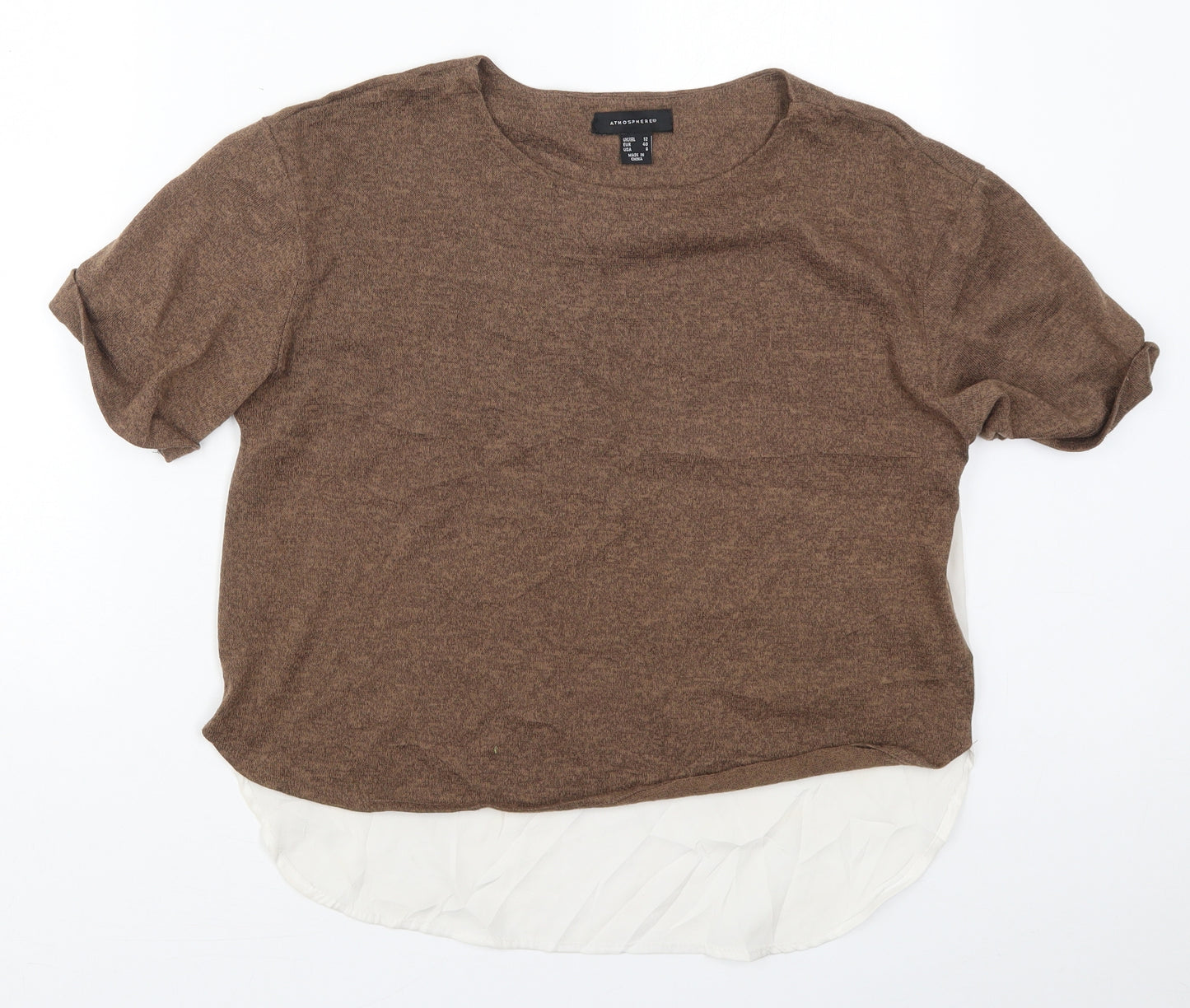 Atmosphere Womens Brown  Polyester Basic T-Shirt Size 12 Crew Neck