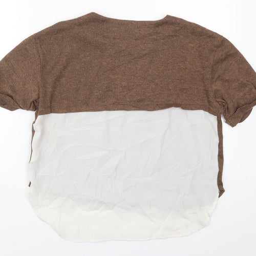 Atmosphere Womens Brown  Polyester Basic T-Shirt Size 12 Crew Neck