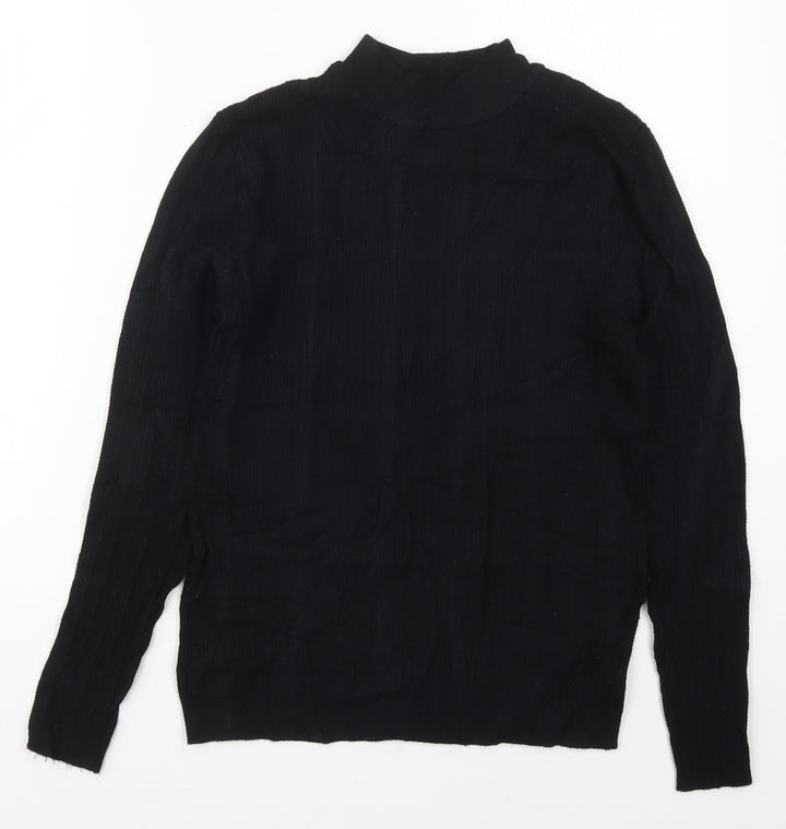 TU Womens Black Crew Neck Viscose Pullover Jumper Size 12