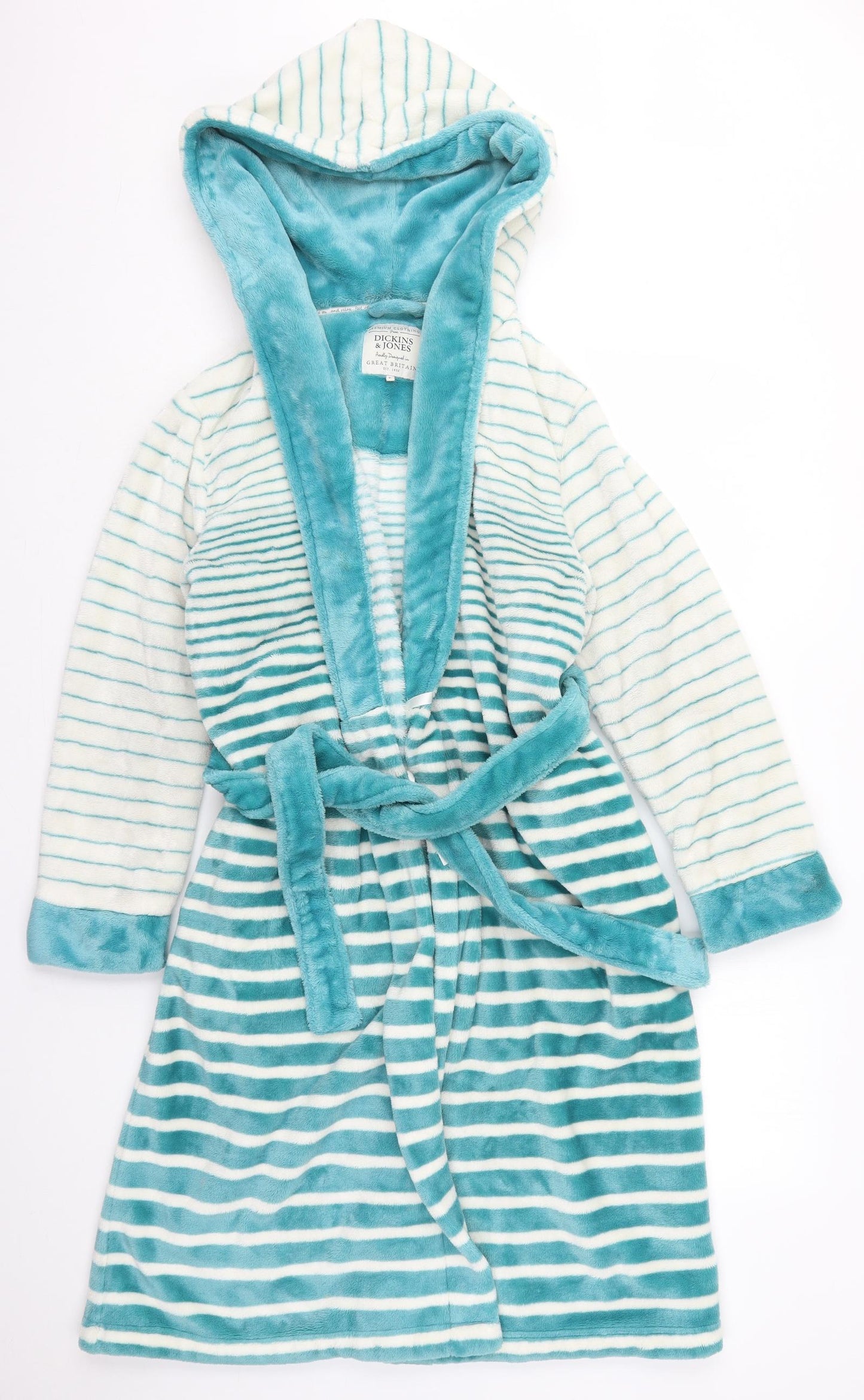 Dickins & Jones Womens Blue Striped Polyester Kimono Robe Size S  Tie