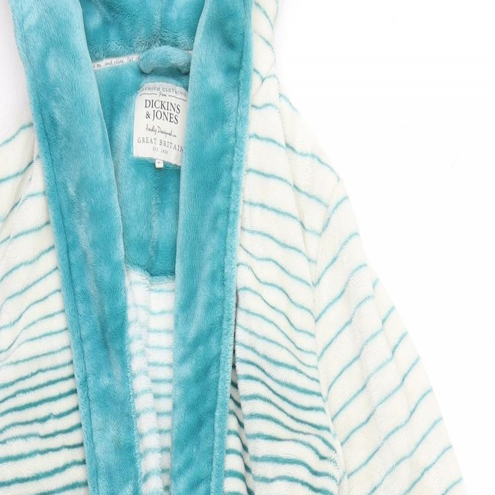 Dickins & Jones Womens Blue Striped Polyester Kimono Robe Size S  Tie