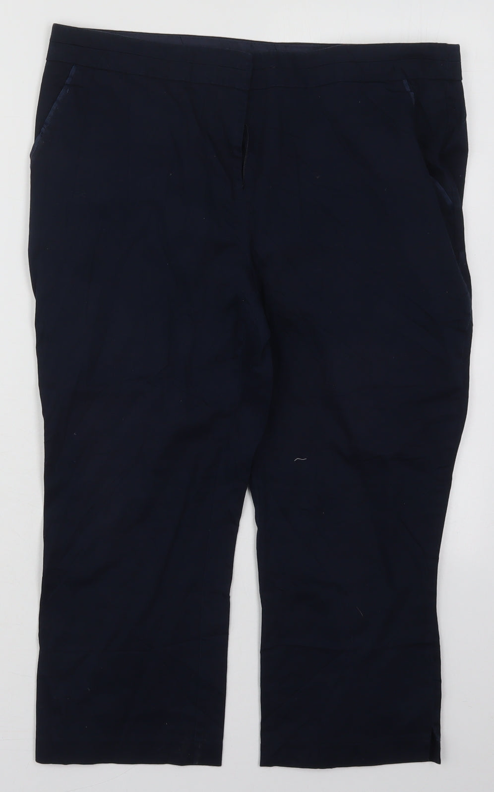 Atmosphere Womens Blue  Cotton Cropped Trousers Size 14 L20 in Regular Hook & Eye