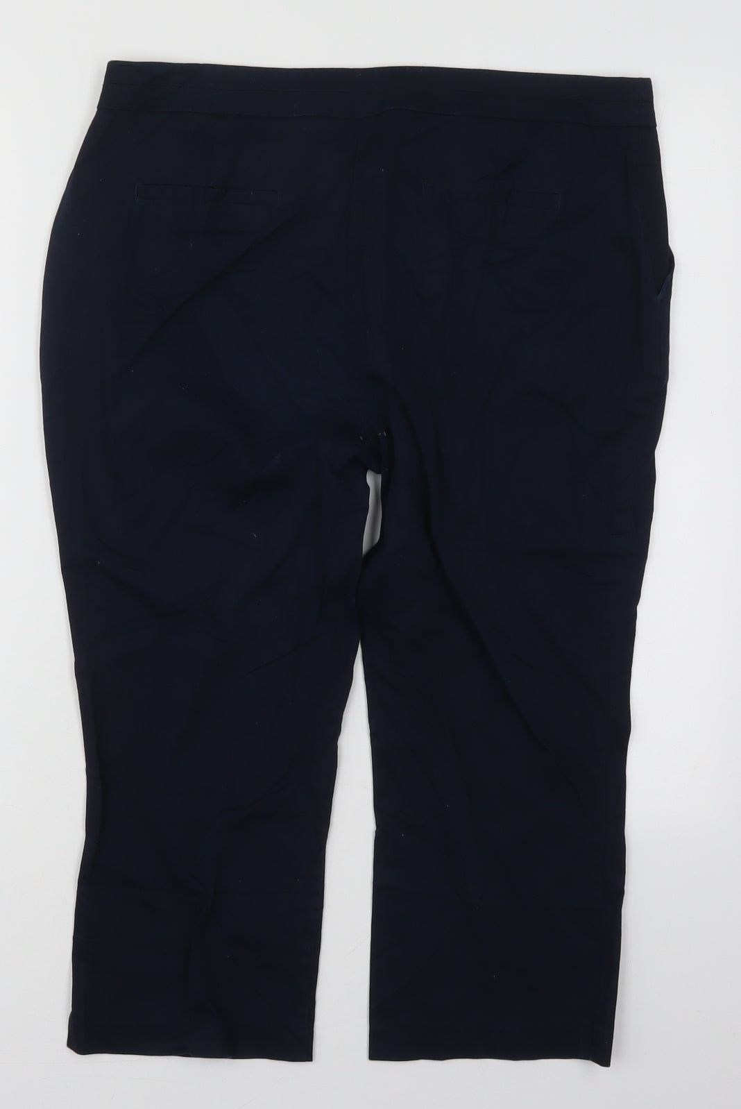 Atmosphere Womens Blue  Cotton Cropped Trousers Size 14 L20 in Regular Hook & Eye