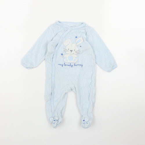 In Extenso Baby Blue  Cotton Coverall One-Piece Size 6-9 Months  Snap - Bunny