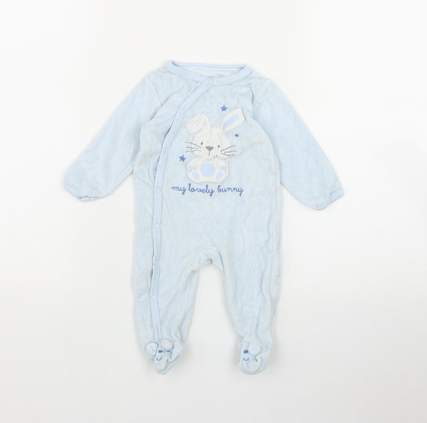 In Extenso Baby Blue  Cotton Coverall One-Piece Size 6-9 Months  Snap - Bunny