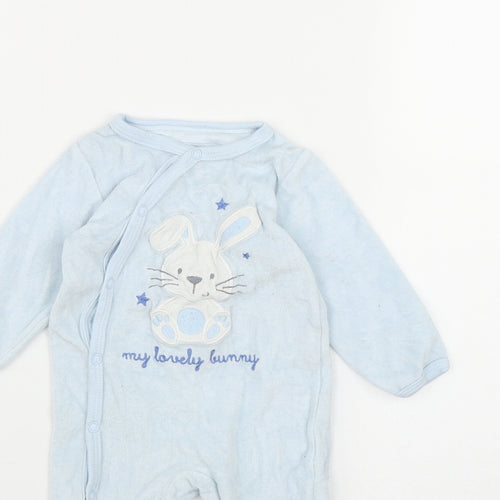 In Extenso Baby Blue  Cotton Coverall One-Piece Size 6-9 Months  Snap - Bunny