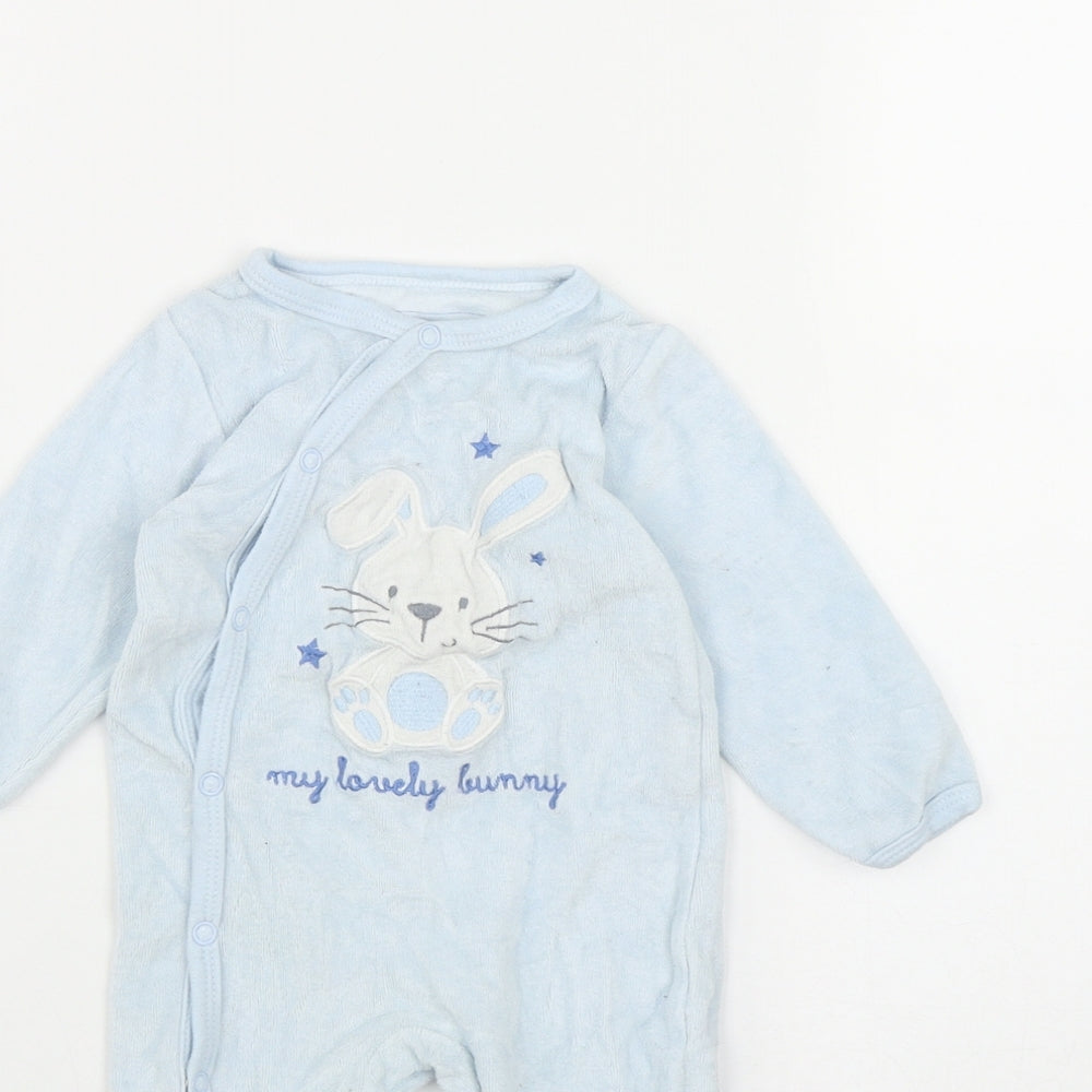 In Extenso Baby Blue  Cotton Coverall One-Piece Size 6-9 Months  Snap - Bunny