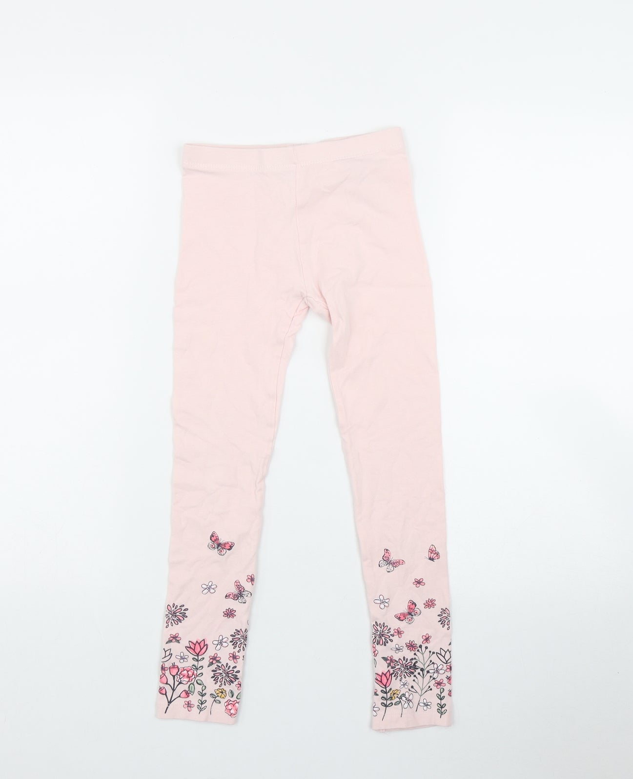 Little Kids Girls Pink  Cotton Jegging Trousers Size 8-9 Years  Regular  - Flower print