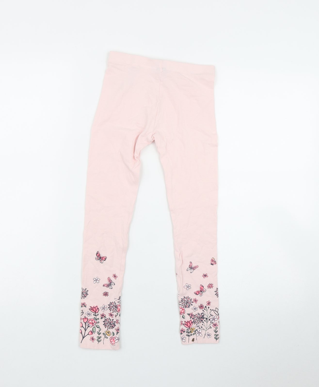 Little Kids Girls Pink  Cotton Jegging Trousers Size 8-9 Years  Regular  - Flower print