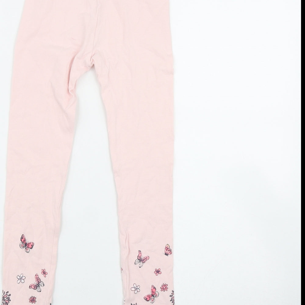 Little Kids Girls Pink  Cotton Jegging Trousers Size 8-9 Years  Regular  - Flower print