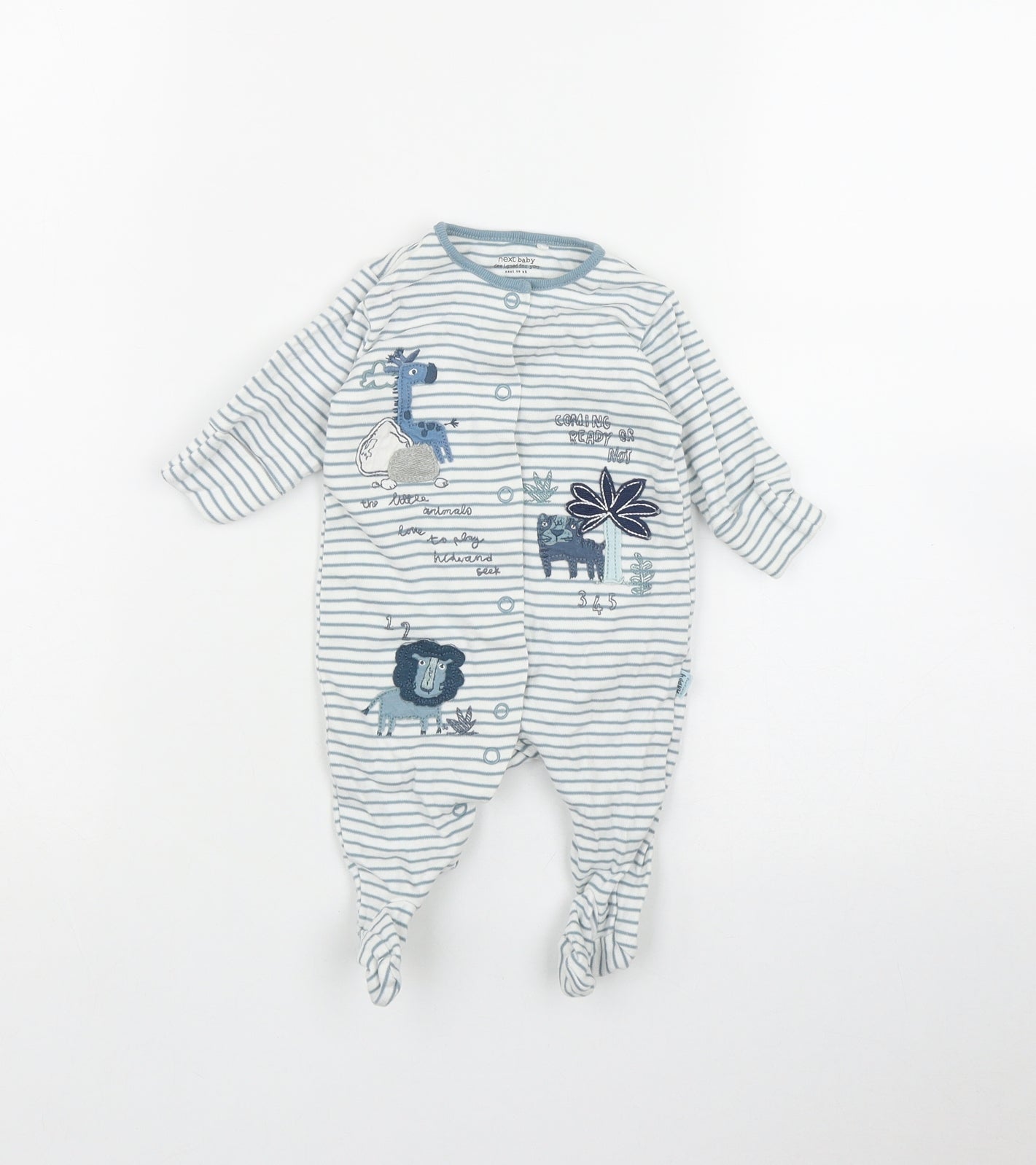 NEXT Boys Blue Striped Cotton Coverall One-Piece Size 0-3 Months  Snap