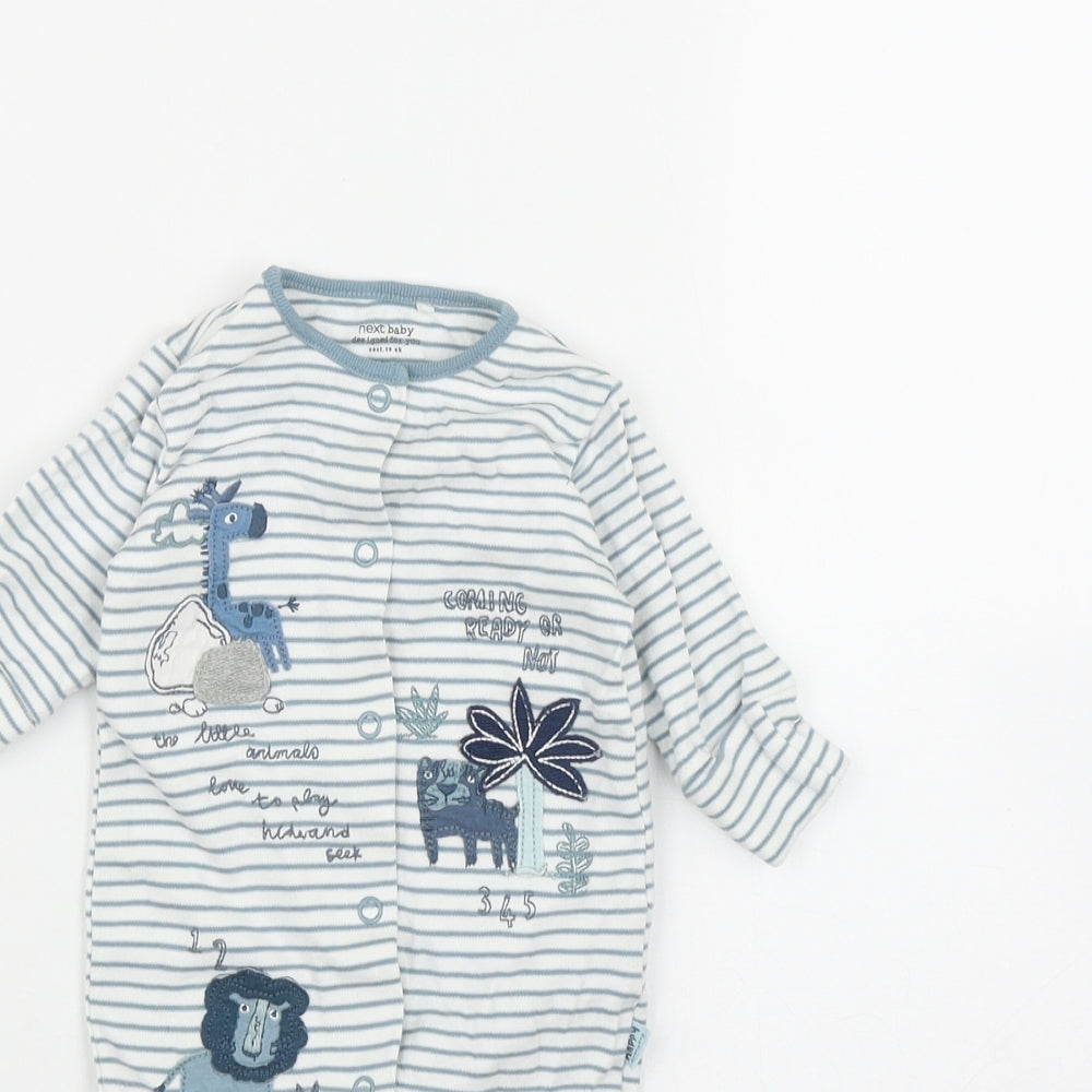 NEXT Boys Blue Striped Cotton Coverall One-Piece Size 0-3 Months  Snap