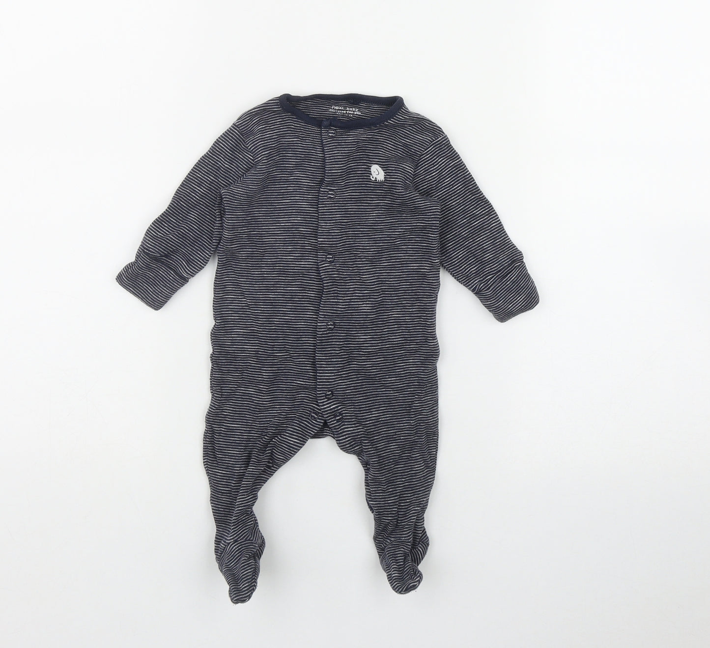 NEXT Boys Blue Striped Cotton Coverall One-Piece Size 0-3 Months  Snap