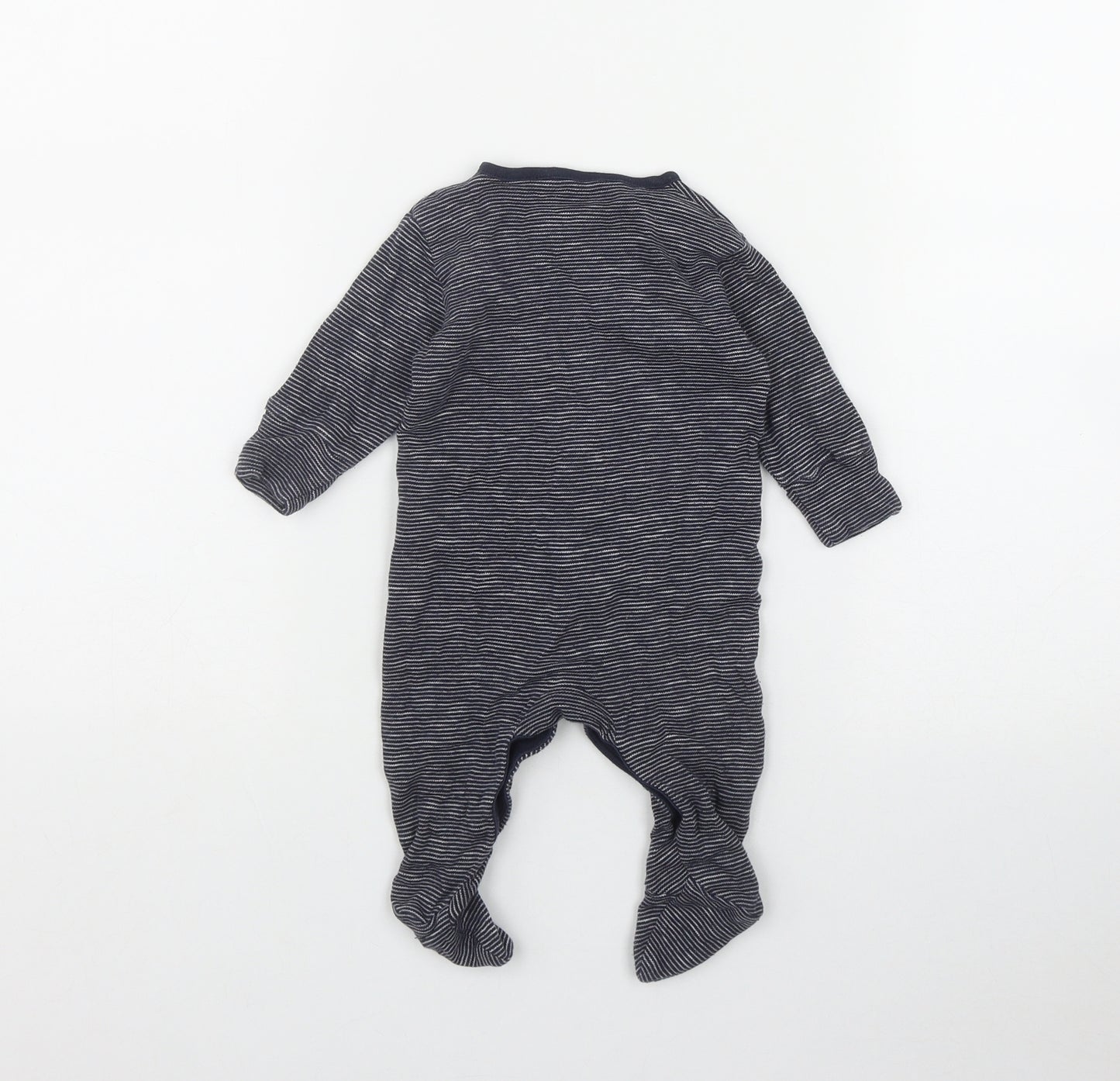 NEXT Boys Blue Striped Cotton Coverall One-Piece Size 0-3 Months  Snap