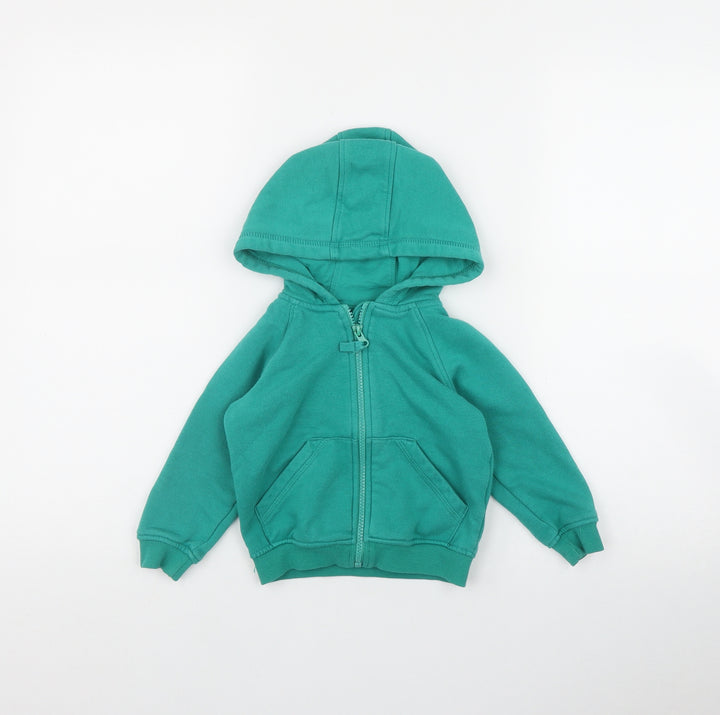 Matalan Boys Green  Cotton Full Zip Jumper Size 12-18 Months  Zip