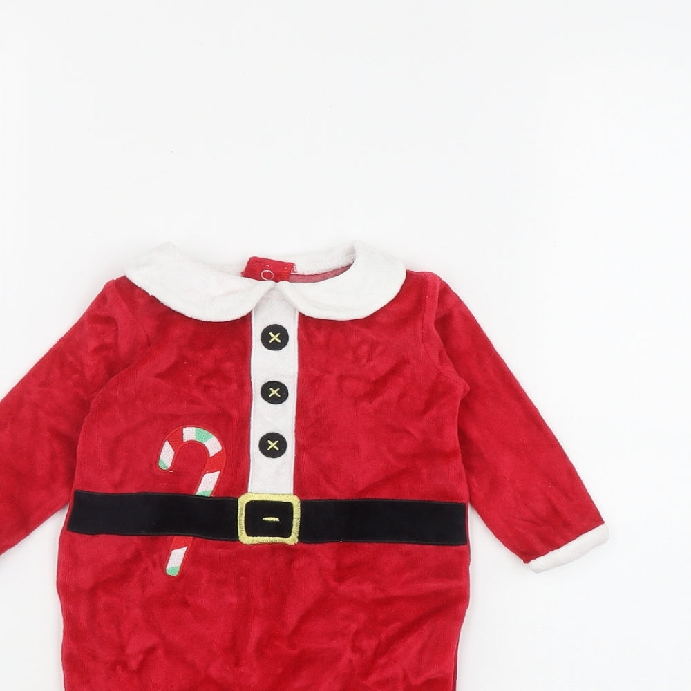 Dunnes Stores Baby Red  Cotton Coverall One-Piece Size 0-3 Months  Snap - Christmas