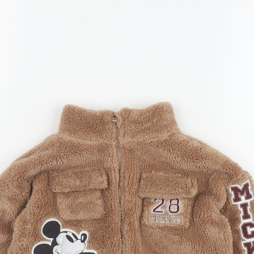 George Baby Brown   Jacket  Size 12 Months   Zip - Mickey Mouse