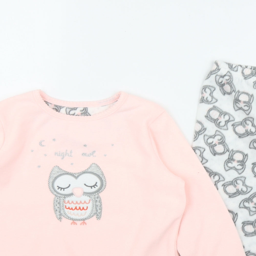 Primark Girls Pink Geometric Polyester Top Pyjama Set Size 3-4 Years   - Owl