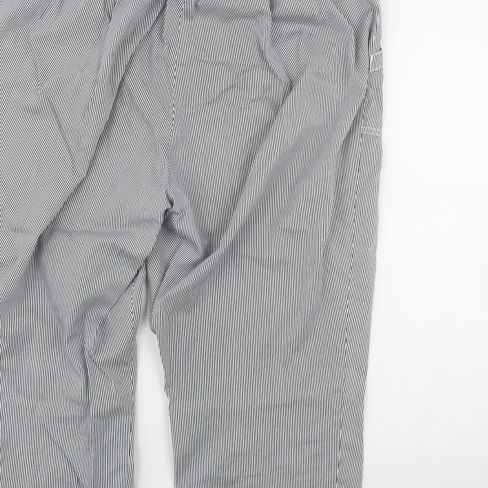 Bonmarche Womens Black Striped Cotton Bermuda Shorts Size 16 L20 in Regular Button
