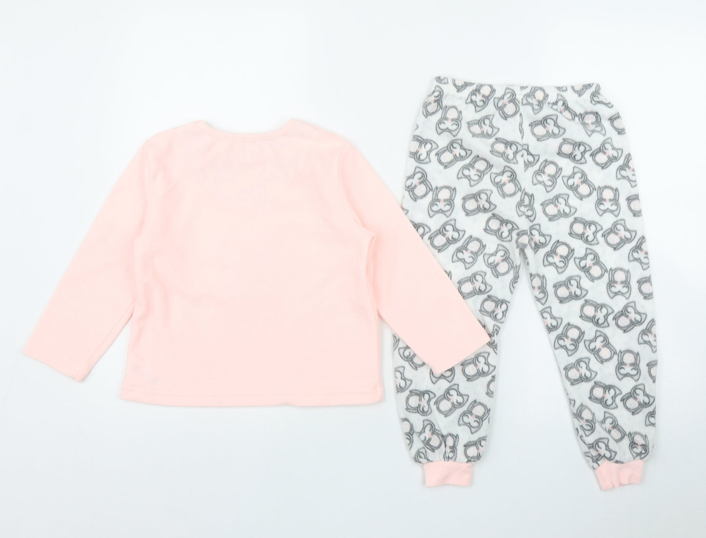 Primark Girls Pink Geometric Polyester Top Pyjama Set Size 3-4 Years   - Owl