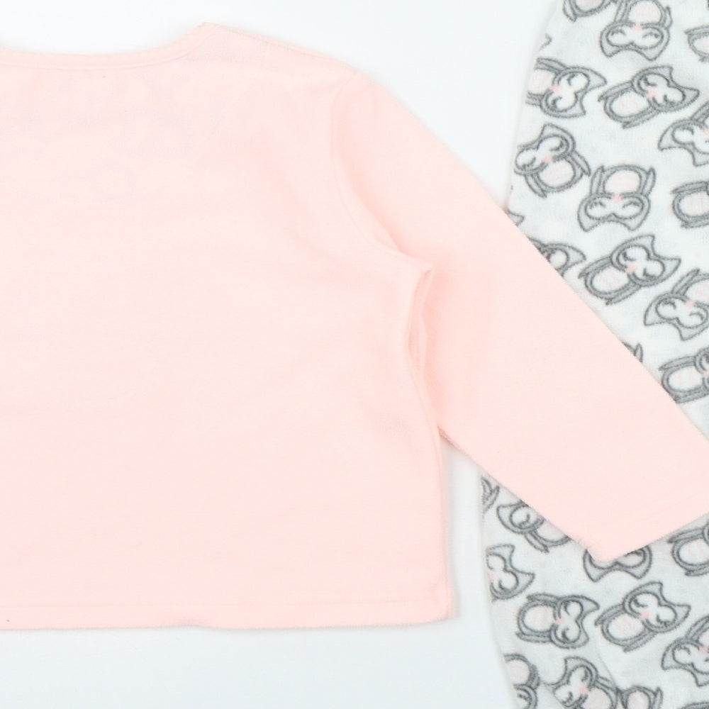 Primark Girls Pink Geometric Polyester Top Pyjama Set Size 3-4 Years   - Owl