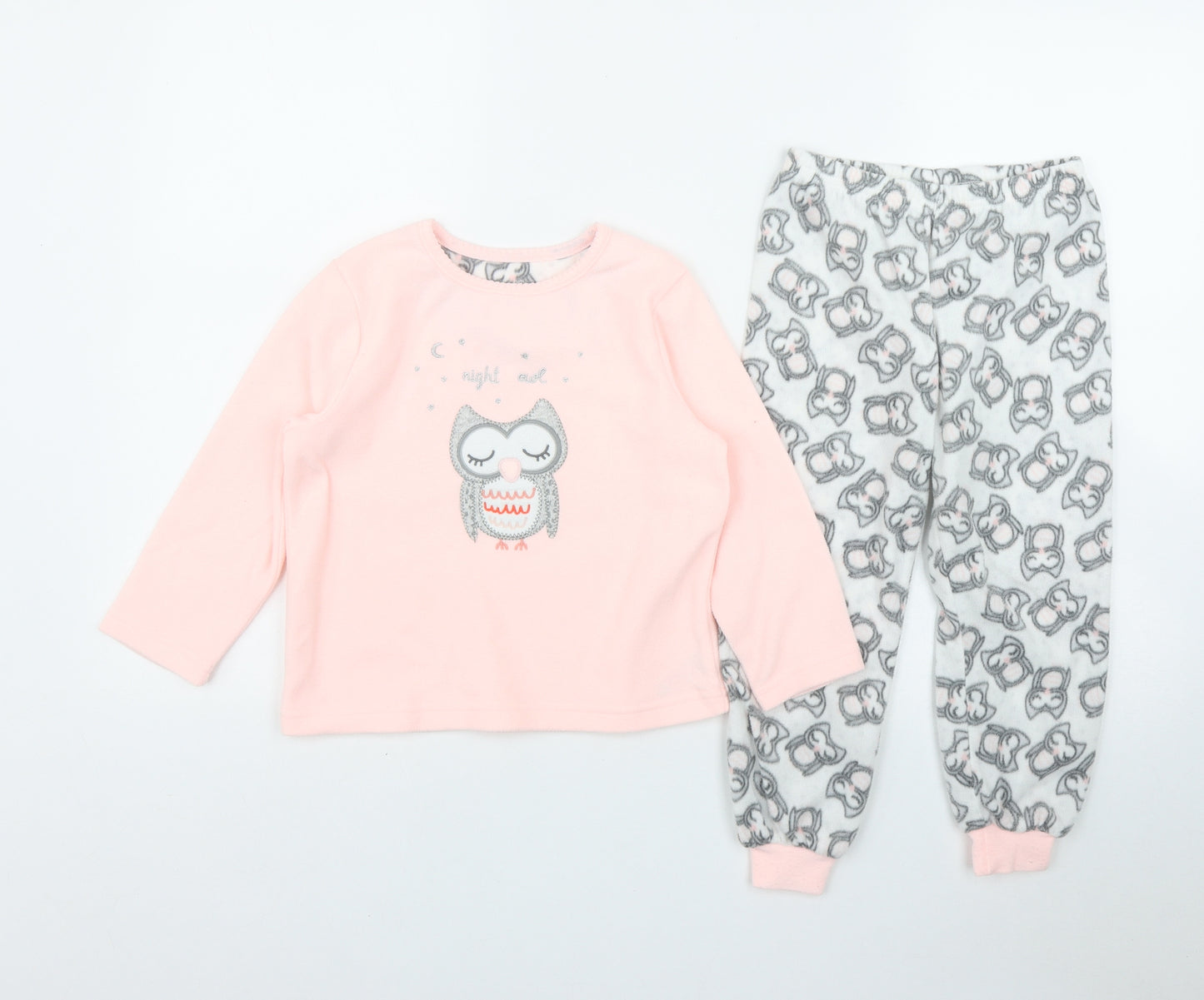 Primark Girls Pink Geometric Polyester Top Pyjama Set Size 3-4 Years   - Owl