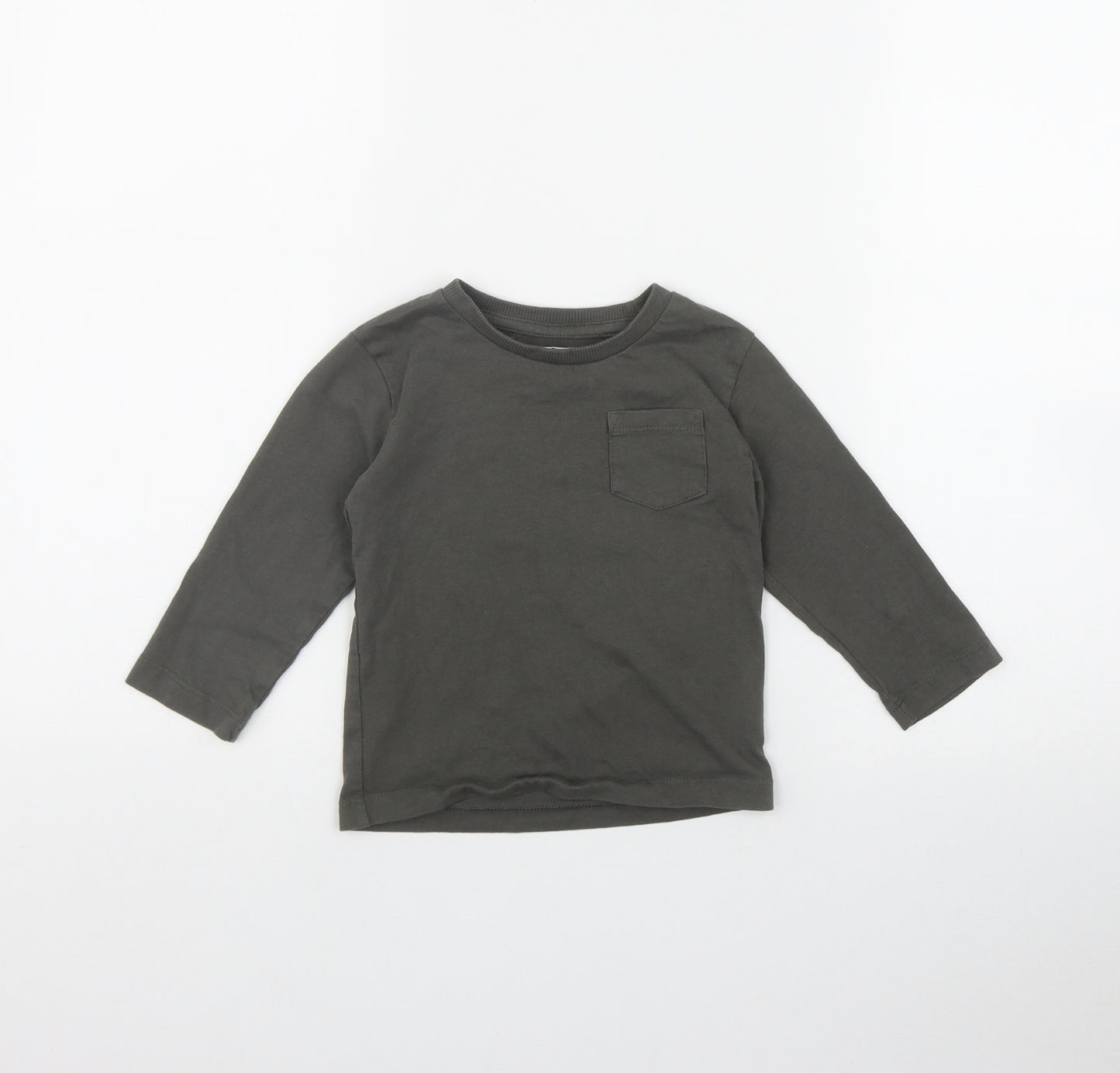 George Boys Green  Cotton Basic T-Shirt Size 12-18 Months Round Neck