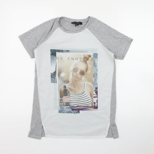 Atmosphere Womens Grey  Polyester Basic T-Shirt Size 4 Round Neck