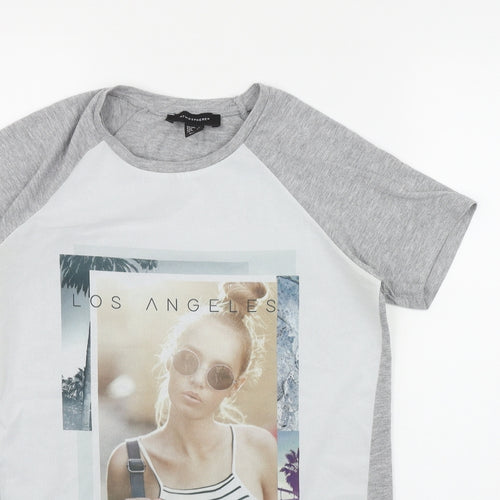 Atmosphere Womens Grey  Polyester Basic T-Shirt Size 4 Round Neck