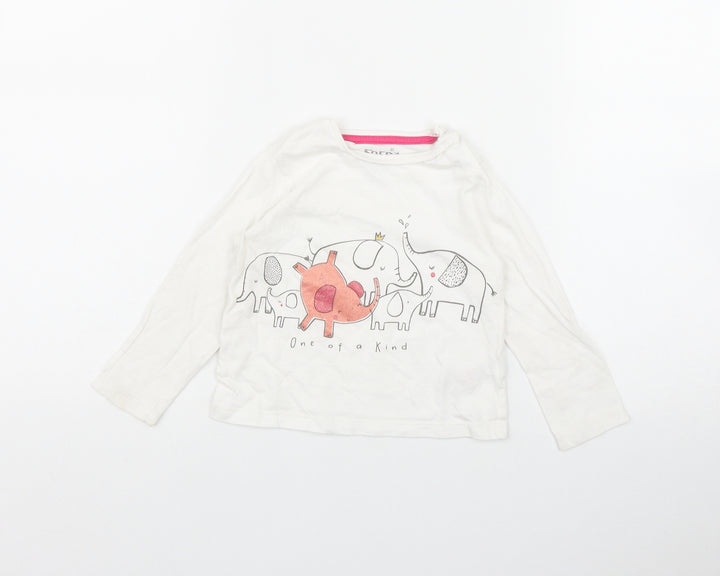 F&F Girls White Cotton Basic T-Shirt Size 12-18 Months Round Neck Snap - 'One of a kind'
