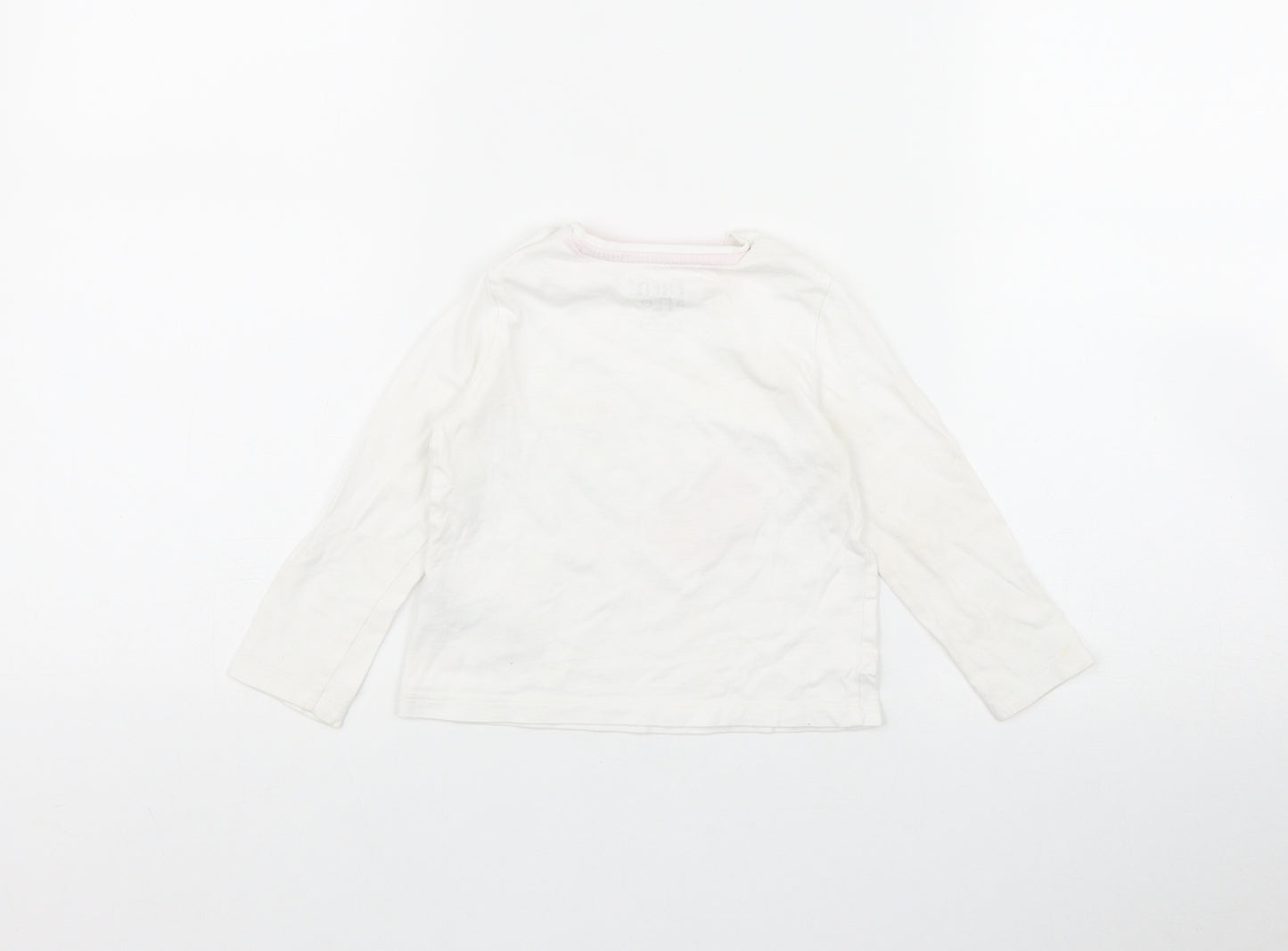 F&F Girls White  Cotton Basic T-Shirt Size 12-18 Months Round Neck Snap - 'One of a kind'