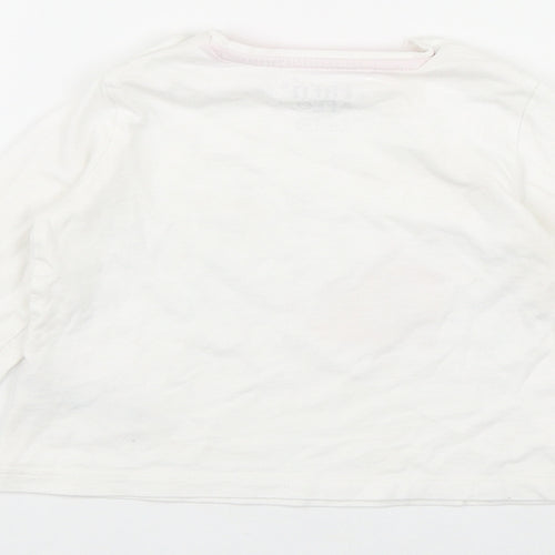 F&F Girls White  Cotton Basic T-Shirt Size 12-18 Months Round Neck Snap - 'One of a kind'