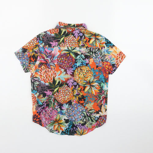 NEXT Boys Multicoloured Floral Cotton Basic Button-Up Size 7 Years Collared Button