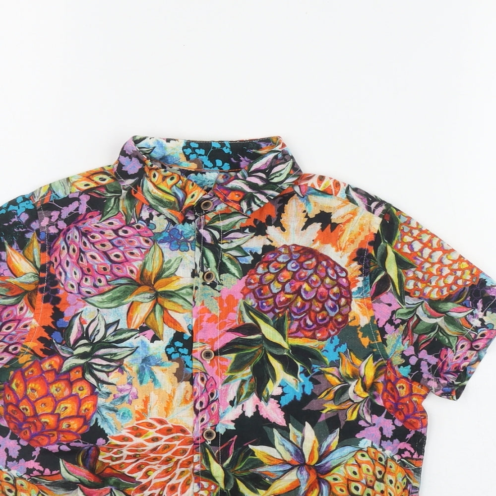 NEXT Boys Multicoloured Floral Cotton Basic Button-Up Size 7 Years Collared Button