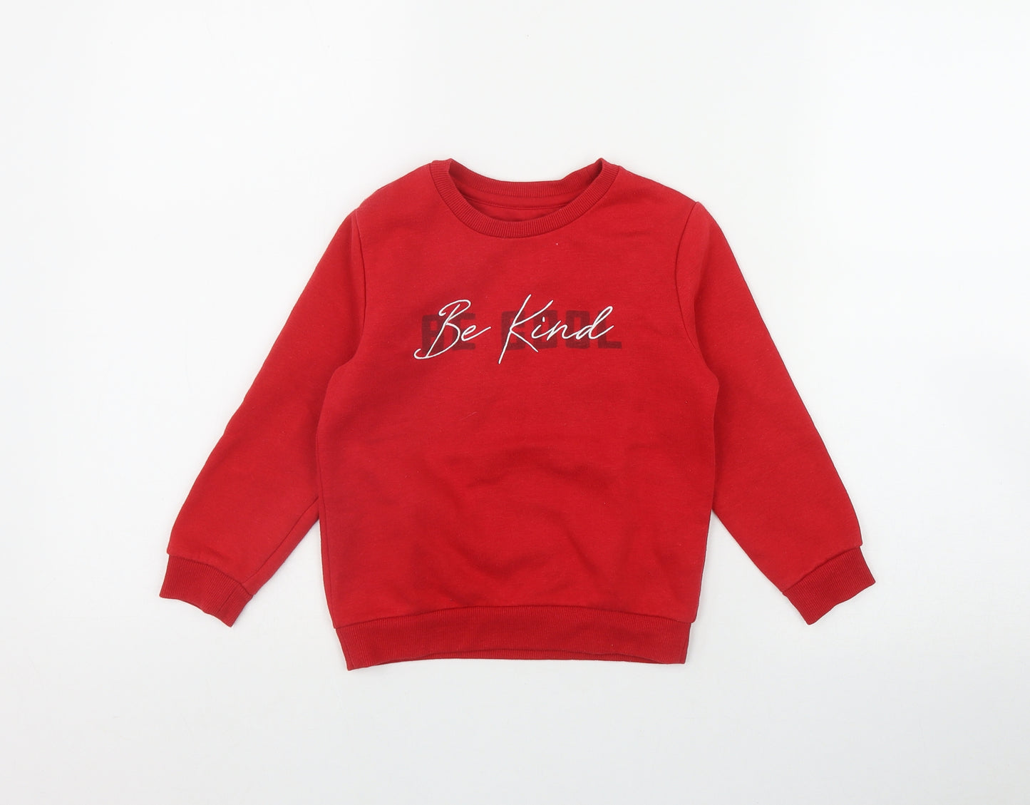 Primark Boys Red  Cotton Pullover Sweatshirt Size 3-4 Years   - 'Be Kind'