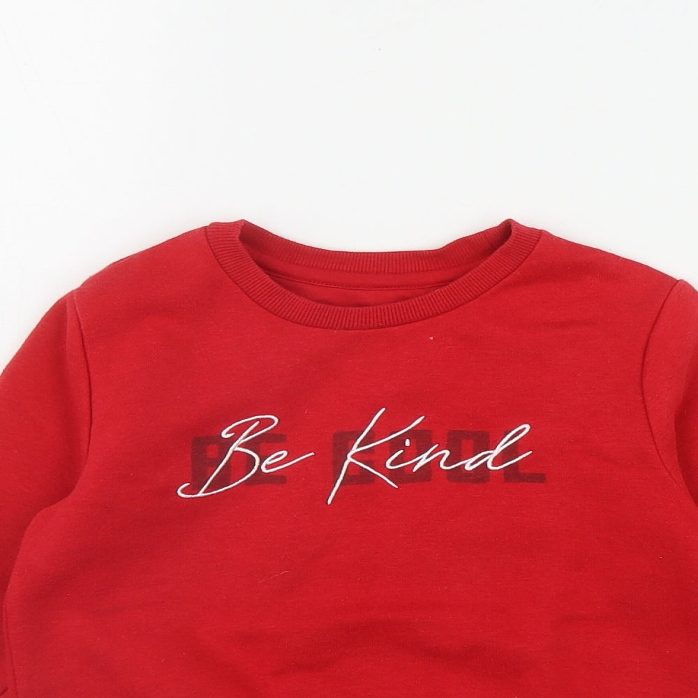 Primark Boys Red  Cotton Pullover Sweatshirt Size 3-4 Years   - 'Be Kind'