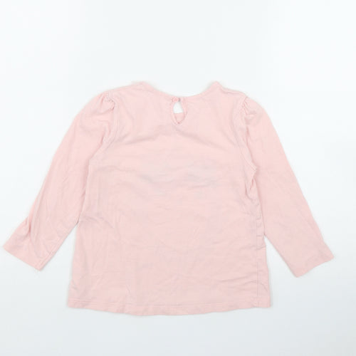 Matalan Girls Pink  Cotton Basic T-Shirt Size 5-6 Years Round Neck Button - Hedgehog