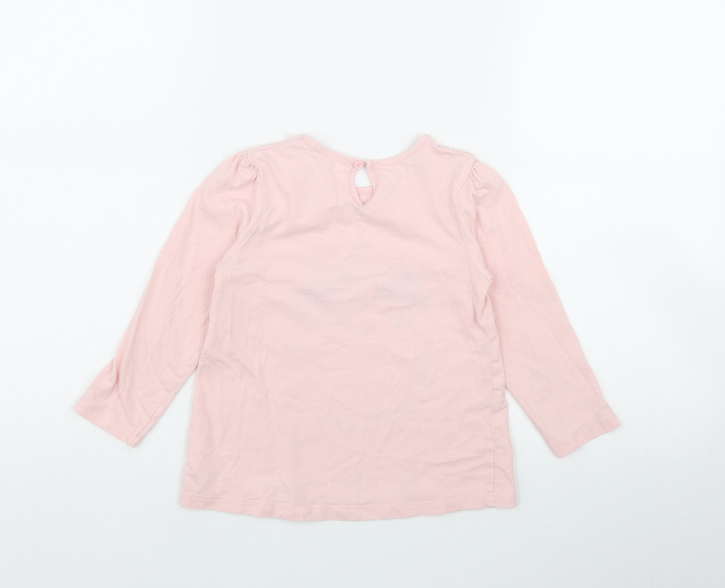 Matalan Girls Pink  Cotton Basic T-Shirt Size 5-6 Years Round Neck Button - Hedgehog