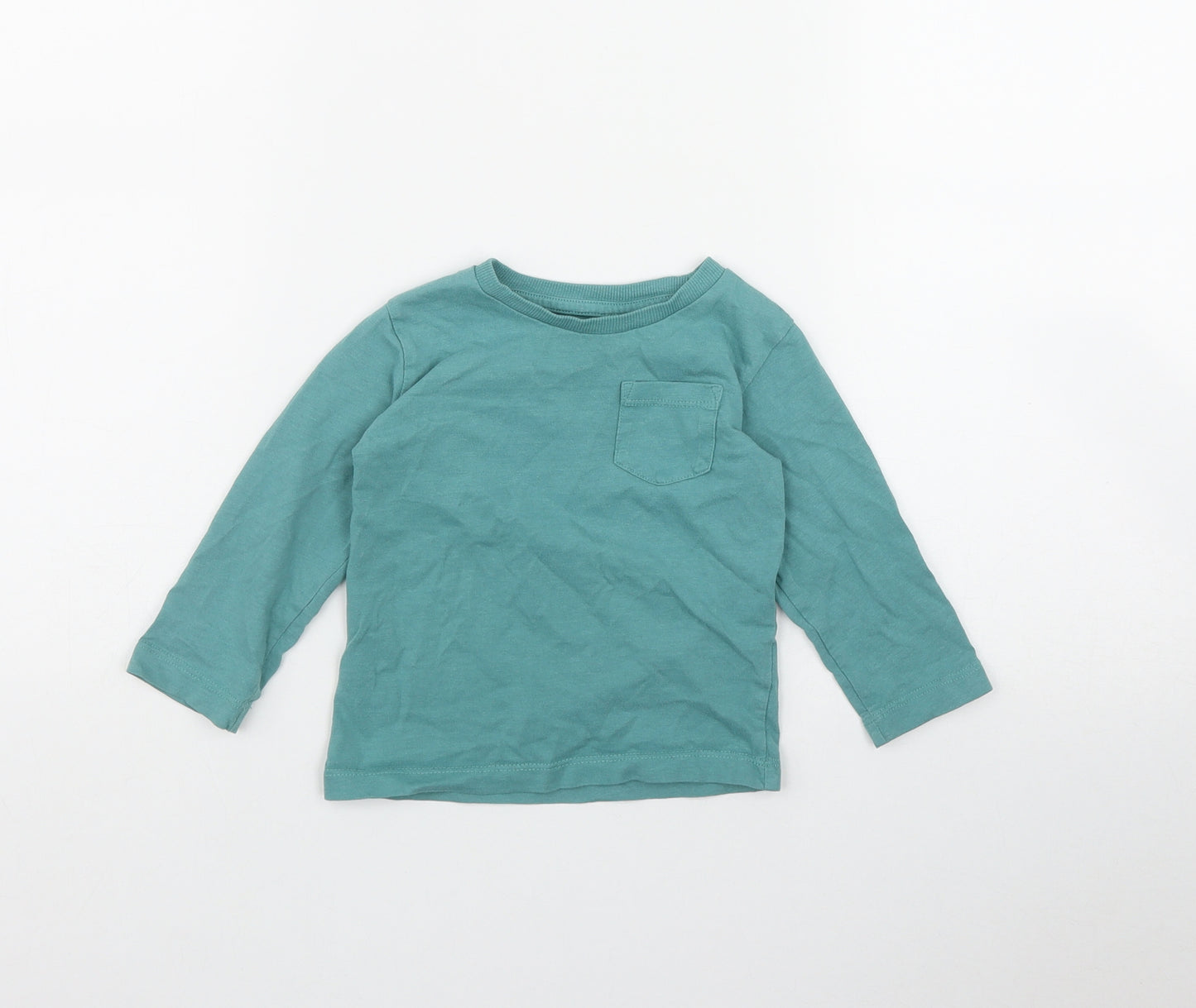 NEXT Boys Green  Cotton Basic T-Shirt Size 12-18 Months Round Neck