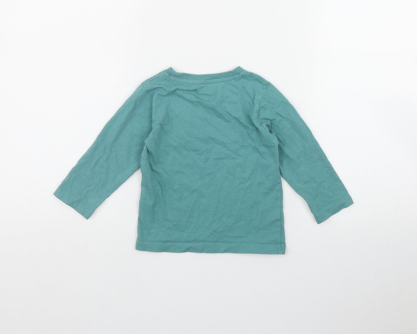 NEXT Boys Green  Cotton Basic T-Shirt Size 12-18 Months Round Neck