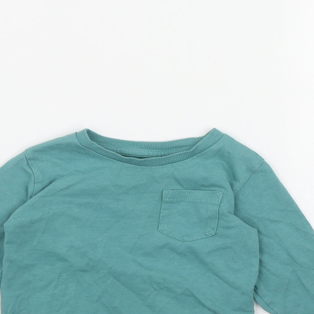 NEXT Boys Green  Cotton Basic T-Shirt Size 12-18 Months Round Neck