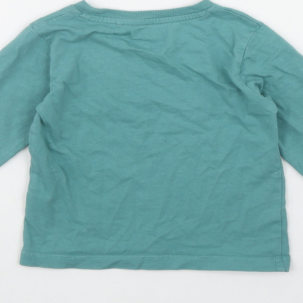 NEXT Boys Green  Cotton Basic T-Shirt Size 12-18 Months Round Neck